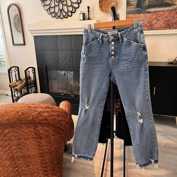 We the Free Jeans Womens Size 27 Light Wash Dylan High Rise Distressed Cropped - Picture 16 of 16